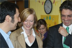 Cem Özdemir, Bundesvorsitzender der Grünen, Kerstin Andreae, MdB, und Dieter Salomon, OB Freiburg